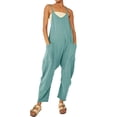 thumbnail image 1 of Nlife Women Solid Color V Neck Sleeveless Jumpsuit With Pockets, 1 of 6