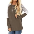 thumbnail image 1 of Nlife Women Stripe Colorblock Long Sleeve Round Neck Shirt, 1 of 6