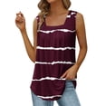 thumbnail image 1 of Nlife Women Striped Print Square Neck Sleeveless Pleated Tank Top, 1 of 5