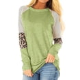 thumbnail image 1 of Nlife Women Stripes Leopard Print Crew Neck Long Sleeve Top, 1 of 10
