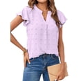 thumbnail image 1 of Nlife Women Swiss Dots V Neck Ruffle Short Sleeve T-Shirt, 1 of 7