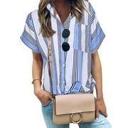 Nlife Women Vertical Stripes Colorblock Front Pocket Shirt