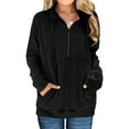 thumbnail image 1 of Nlife Women Zipper V Neck Long Sleeve Pocket Front Drawstring Sweatshirt, 1 of 2