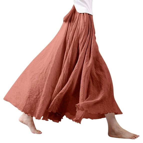 Nlife Women's Bohemian High Waist Flowy Double Layer Maxi Skirt