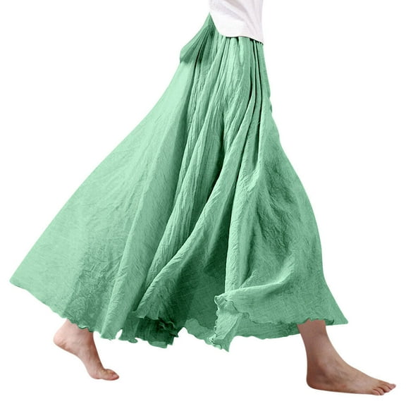 Nlife Women's Bohemian High Waist Flowy Double Layer Maxi Skirt