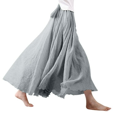 Nlife Women's Bohemian High Waist Flowy Double Layer Maxi Skirt