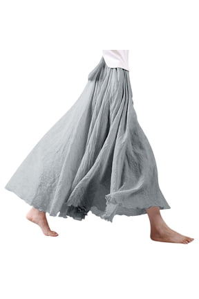 Women's Bohemian High Waist Flowy Double Layer Maxi Skirt