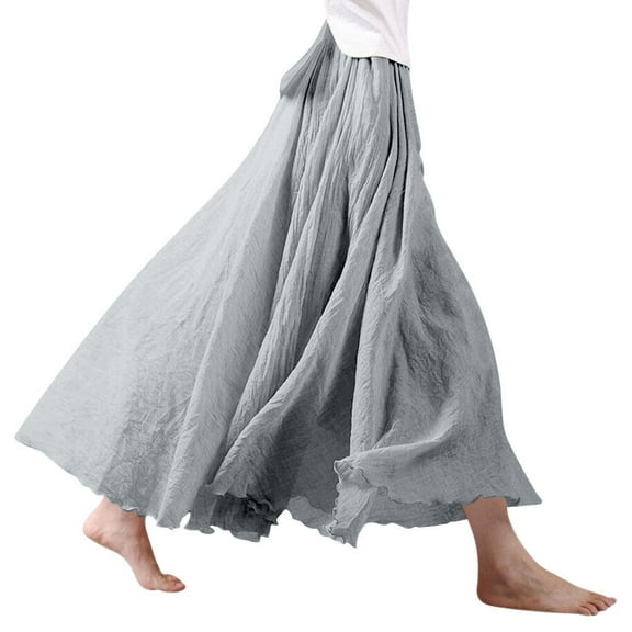 Nlife Women's Bohemian High Waist Flowy Double Layer Maxi Skirt