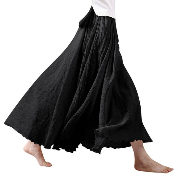 Nlife Women's Bohemian High Waist Flowy Double Layer Maxi Skirt