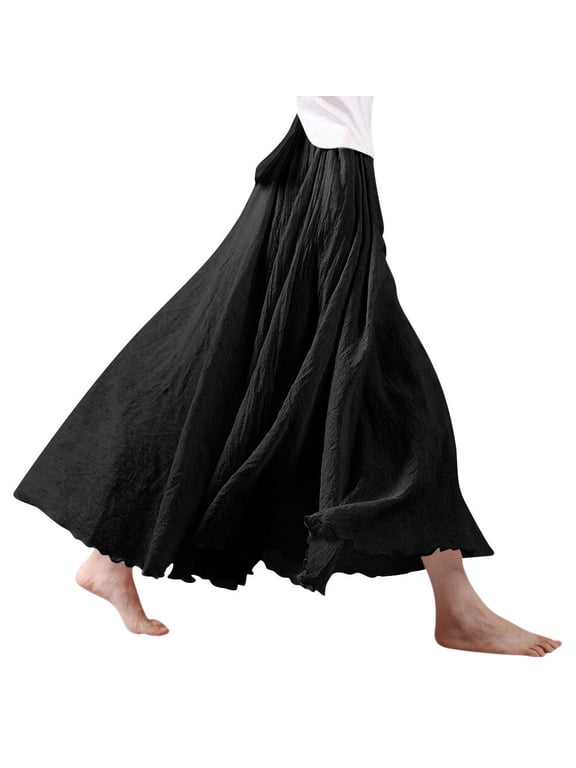 Women's Bohemian High Waist Flowy Double Layer Maxi Skirt