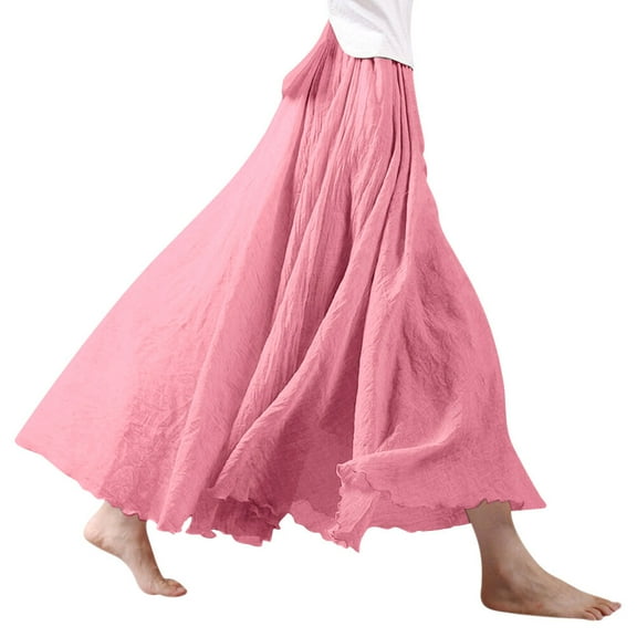 Nlife Women's Bohemian High Waist Flowy Double Layer Maxi Skirt