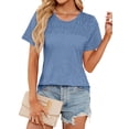 thumbnail image 1 of Nlife Women's Crew Neck Short Sleeve Textured Yoke T-Shirt, 1 of 7