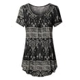 thumbnail image 1 of Nlife Women's Floral Print Short Sleeve Asymmetric Top, 1 of 4