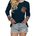 thumbnail image 1 of Nlife Women's Long Sleeve Round Neck Boho Print Cuff Top, 1 of 6