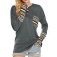 thumbnail image 1 of Nlife Women's Long Sleeve Round Neck Boho Print Cuff Top, 1 of 5