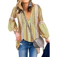 thumbnail image 1 of Nlife Women's Long Sleeve V Neck Asymmetric Hem Floral Print Blouse, 1 of 7