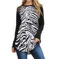 thumbnail image 1 of Nlife Women's Long Sleeve Zebra Stripe Tops, 1 of 3