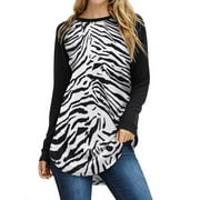 Nlife Women's Long Sleeve Zebra Stripe Tops