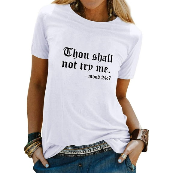 Nlife Womens Thou Shall Not Try Me Graphic Tees Vintage T-Shirt Tops