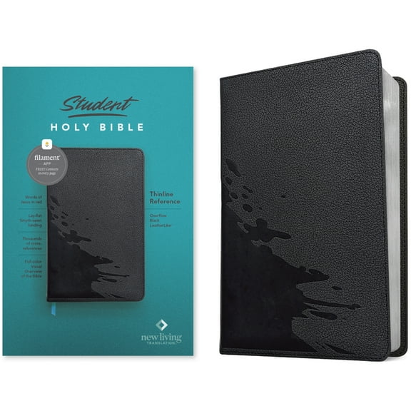 NLT Student Bible, Thinline Reference, Filament Enabled (Leatherlike, Overflow Black, Red Letter), (Hardcover)