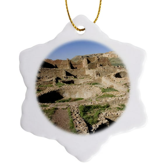 3drose, Nm, Chaco Culture Park, Ancient Architecture - Us32 Jwi0232 - Jamie and Judy Wild, 3 inch Snowflake Porcelain Ornament