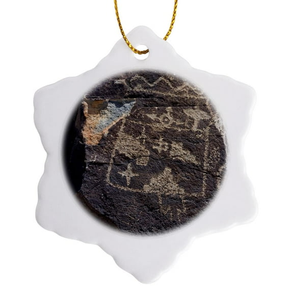 3drose, Nm, Petroglyph National Monument, Boca Negra - Us32 Jwi0024 - Jamie and Judy Wild, 3 inch Snowflake Porcelain Ornament
