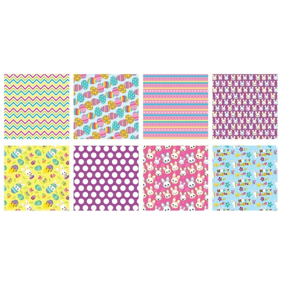 Nmdmisc 10PCS Easter DIY Crafts Supplies Easter Spring Bunny Printed Fabric Squares 10Inch