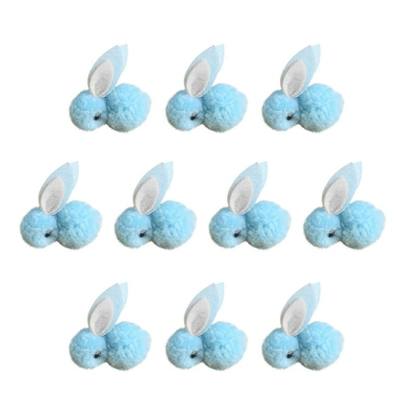 Nmdmisc 10Pcs Easter Bunny Animals 2.16" Mini Plush Bunny Rabbit Plush Stuffed Animals Toys Soft Tiny Rabbit Doll Plush Hanging Pendant Ornament for DIY Easter Decorations Party -Blue