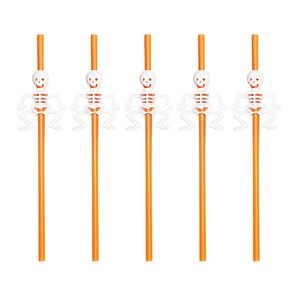 Nmdmisc 10Pcs Pumpkin Skull Straws Halloween Decorations Bar KTV Restaurant Party Halloween Decoration Pumpkin Skull Straws Halloween Straws