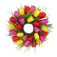 thumbnail image 1 of Nmdmisc 12" Tulip Wreath for Front Door,Spring Summer Silk Wreath with Green Leaves Artificial Tulip Flower Wreaths for All Seasons Window Wall Wedding Mother's Day Decor, 1 of 6