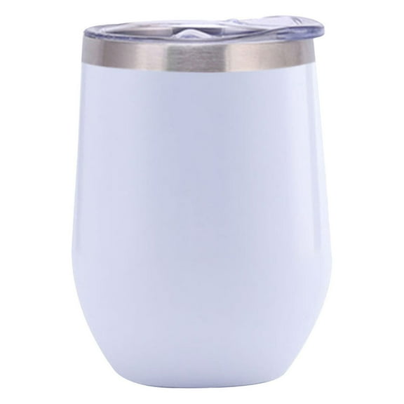 Nmdmisc 12oz Wine Tumbler with Lid Stemless Wine Glasses Double Wall Vacuum Travel Mugs stainless steel Coffee Cup for Cold & Hot Drinks Wine Coffee Cocktails Beer, White