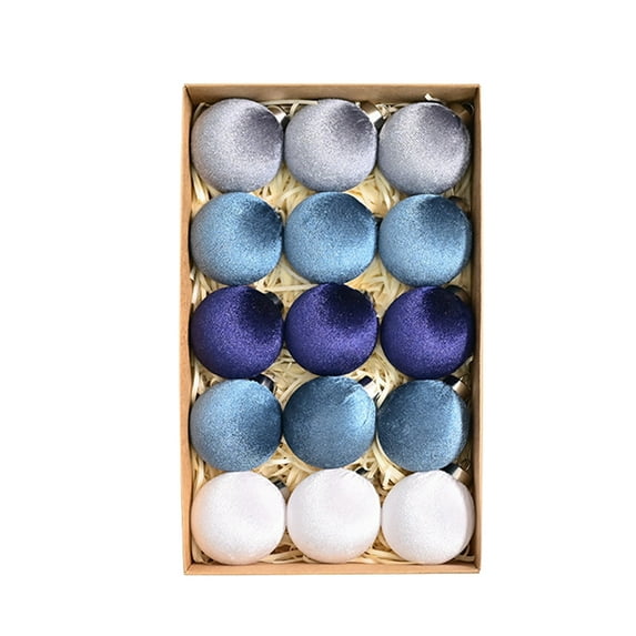 Nmdmisc 15PC Christmas Velvet Balls Hanging Ornament,2.36" Multicolor Christmas Ball Decoration Cute Velvet Christmas Decorative Ball Christmas Pendant for Xmas Tree Decor (C)