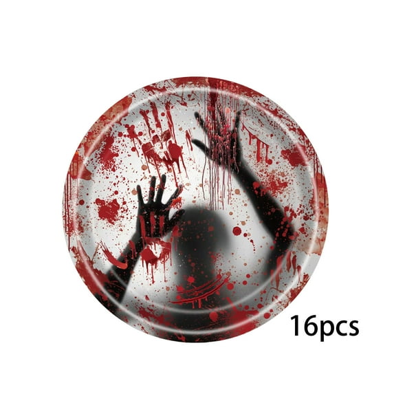 Nmdmisc 16Pcs Halloween Party Tableware Set Disposable Scary Party Tablecloth Halloween Theme Party