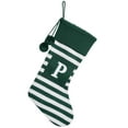 thumbnail image 1 of Nmdmisc 17" Initial Monogram Embroidered Christmas Stocking Striped knitted Christmas Decorations Stocking Green,White,Letter Stockings for Family Holiday and Xmas Tree Fireplace Decor, P, 1 of 1