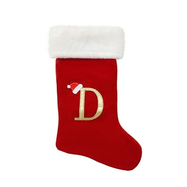 Nmdmisc 18" Red Knit Monogram Christmas Stockings,Personalized Initial Christmas Stocking,Children's Gift Bag,Family Holiday Xmas Party Decor (Letter D)