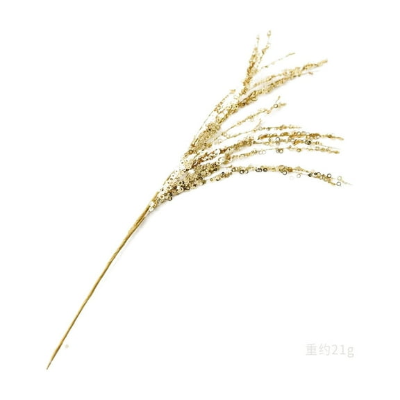 Nmdmisc 1Pcs Artificial Glitter Berry Stem Ornaments,Decorative Bead Sticks,Glittery Twigs,Picks,Branches for Christmas Tree,Small Vase,Holiday,Wedding,Party (22", Gold)