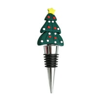 Nmdmisc 1Pcs Christmas Wine Bottle Stoppers Bulk Reusable Zinc Alloy Beverage Corkers with Silicone Seal Resin Xmas Tree Decorative Wine Sealers for Holiday Wine Gifts for Hostess