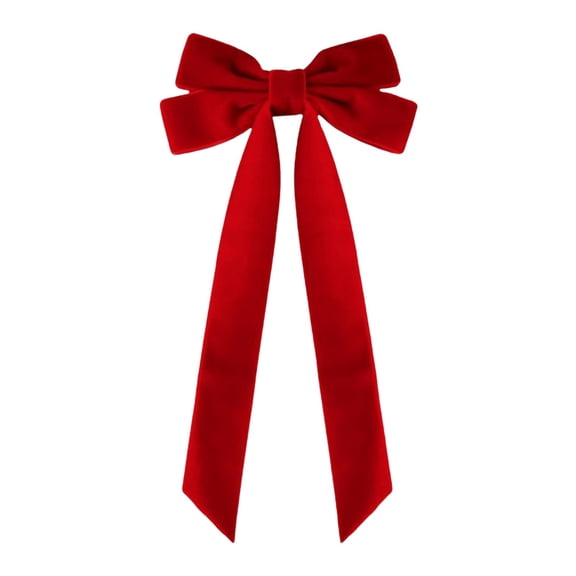 EWSFHUI 1Pcs Velvet Hair Bows Ribbon for Women,Velvet Christmas Bow,Hair Ponytail Holder Accessories for Women Girls Toddlers Teens Kids (Red)