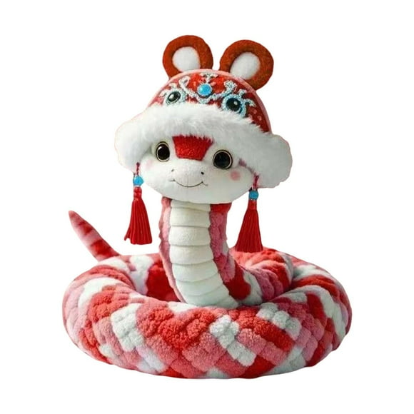 Nmdmisc 2025 Lunar New Year Decorations Snake Plush Toys Chinese Zodiac Snake Decor Year of The Snake Gifts for Kids (Red)