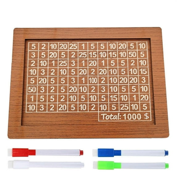 Nmdmisc 2025 New Wooden Money Saving Challenge Box,Cash Vault Wooden Savings Box,Wooden Cash Saver Money Box with Counter,Coin Counter Piggy Bank Money Box with Money Target and Numbers (1000)