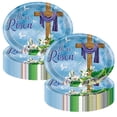 thumbnail image 1 of Nmdmisc 25Pcs He is Risen Oval Paper Plates 10.6" X 12.6" Disposable Plates Easter Cross Paper Plates Easter Tableware for Spring Lily Floral Religion Christ Easter Day Party Decorations, 1 of 7
