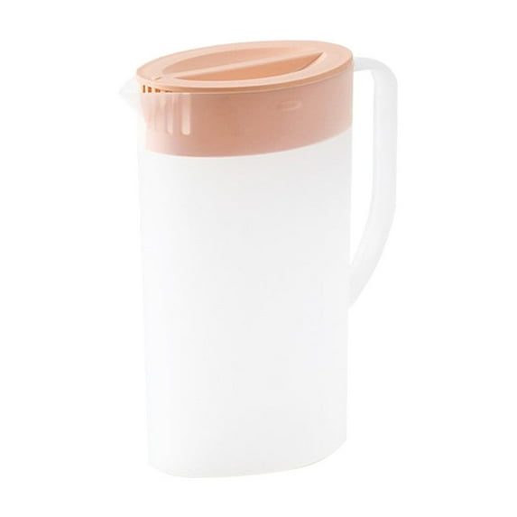 Nmdmisc 2L Plastic Large Water Pitcher with Lid, Drinks Water Jug, Shatterproof Straining Pitcher Round Lid for Hot/Cold Lemonade Juice Beverage Ice Tea Kettle (Pink)