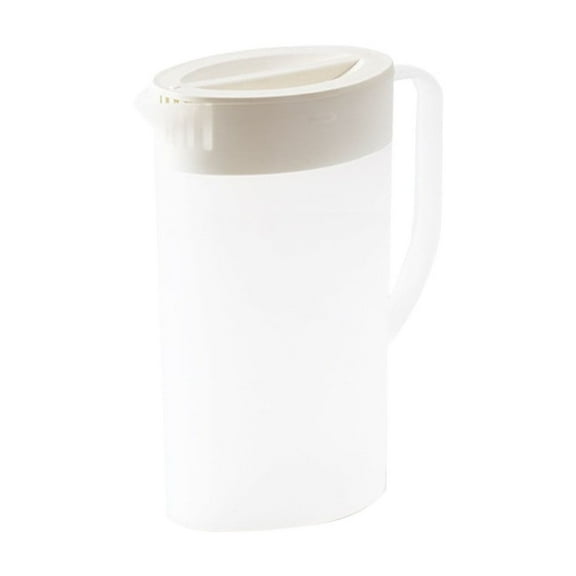 Nmdmisc 2L Plastic Large Water Pitcher with Lid, Drinks Water Jug, Shatterproof Straining Pitcher Round Lid for Hot/Cold Lemonade Juice Beverage Ice Tea Kettle (White)