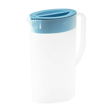 Nmdmisc 2L Plastic Large Water Pitcher with Lid, Drinks Water Jug, Shatterproof Straining Pitcher Round Lid for Hot/Cold Lemonade Juice Beverage Ice Tea Kettle (Blue)