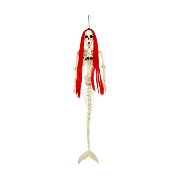 Nmdmisc 31 Inches Halloween Mermaid Skeleton, Mermaid Skeleton Halloween Decor Realistic Mermaid with Posable Long Tail for Halloween Decoration Decor Spooky Scene Party Favors