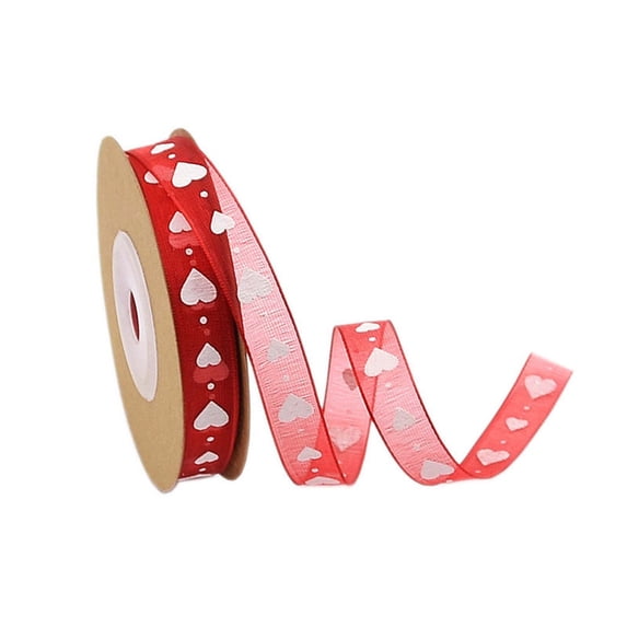 Nmdmisc 32.85ft Ribbon Heart Printed Silk Ribbons for DIY Gift Wrapping Crafts Wedding Christmas Party Decor B