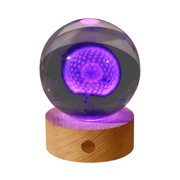 Nmdmisc 3D Dandelion Gifts for Women Crystals Ball - Dandelion Figurines Decor Glass Figurine Cat Stuff for Room Birthday for Best Friend Lovers Keepsake Paperweight