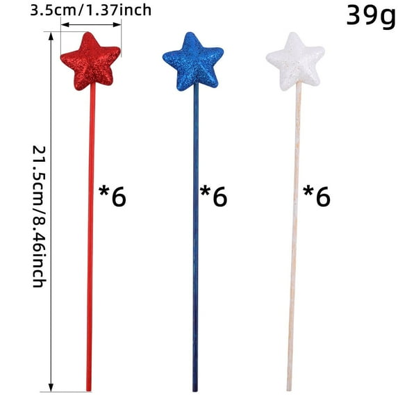 Nmdmisc 4th of July Puffy Glitter Star Picks Foam Glitter Star Picks White Red Blue Star Stems Patriotic Independence Day Decor Patriotic Floral Picks