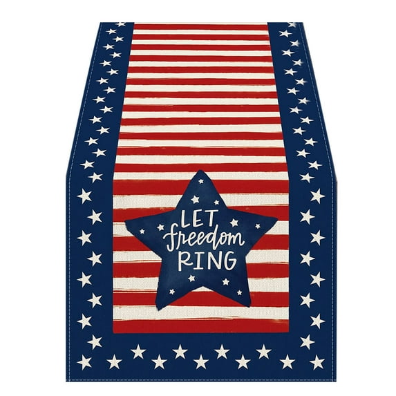 Nmdmisc 4th of July USA Stars Stripes Patriotic Table Runner,Red Blue USA Independence Memorial Day Kitchen Dining Table Decor,Labor Day Home Decoration Party Supply 13 x 72 Inch