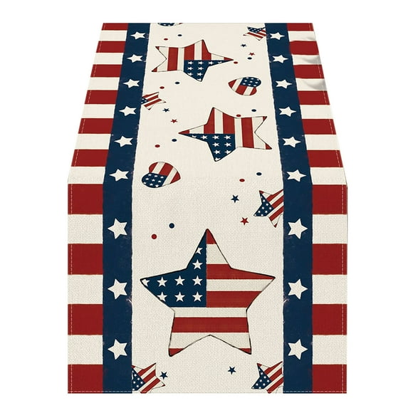 Nmdmisc 4th of July USA Stars Stripes Patriotic Table Runner,Red Blue USA Independence Memorial Day Kitchen Dining Table Decor,Labor Day Home Decoration Party Supply 13 x 72 Inch